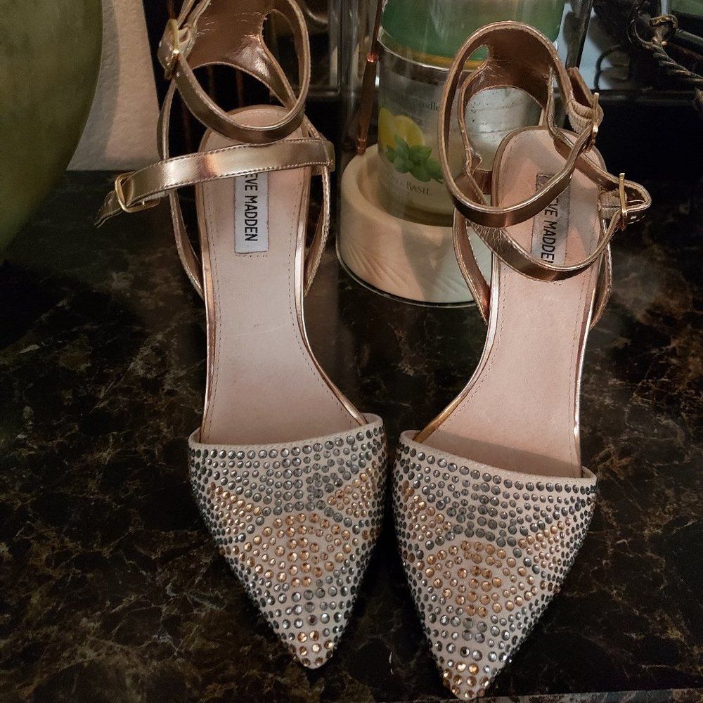 Steve Madden strappy rhinestone heels